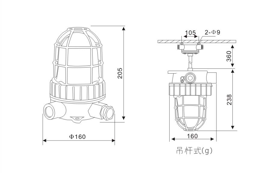BBJ防爆聲光報警燈尺寸圖
